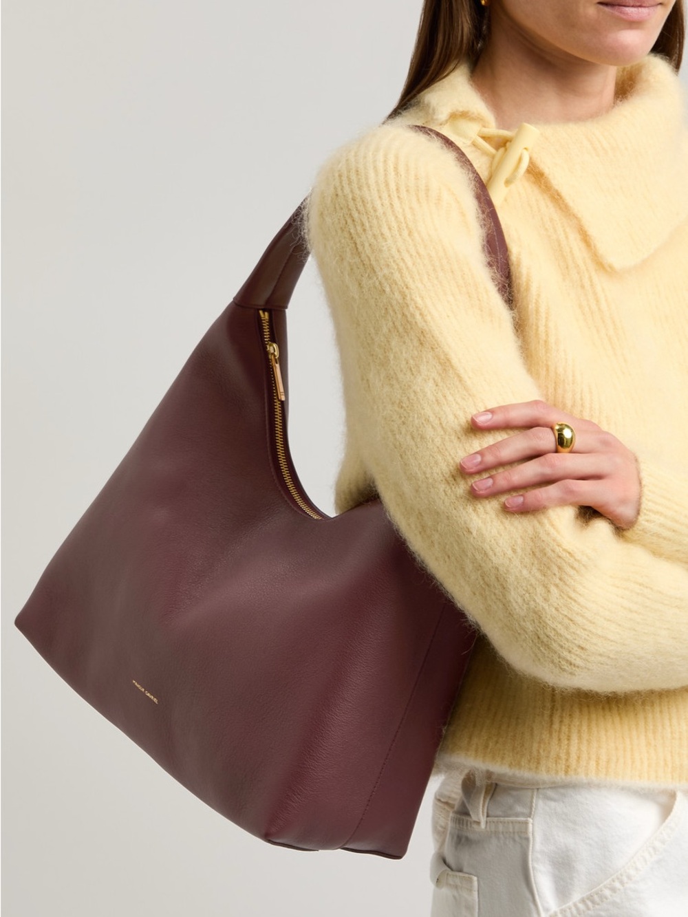 Mansur Gavriel Leather Hobo Bag in Pomegranate